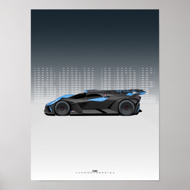 Poster Hypercar boleto - Carro preto e azul futurístico (Frente)