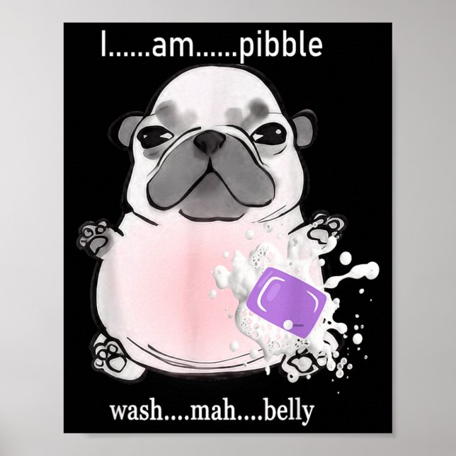Poster I Am Bble Wash My Belly Bble Meme Funny Dog Brainr (Frente)