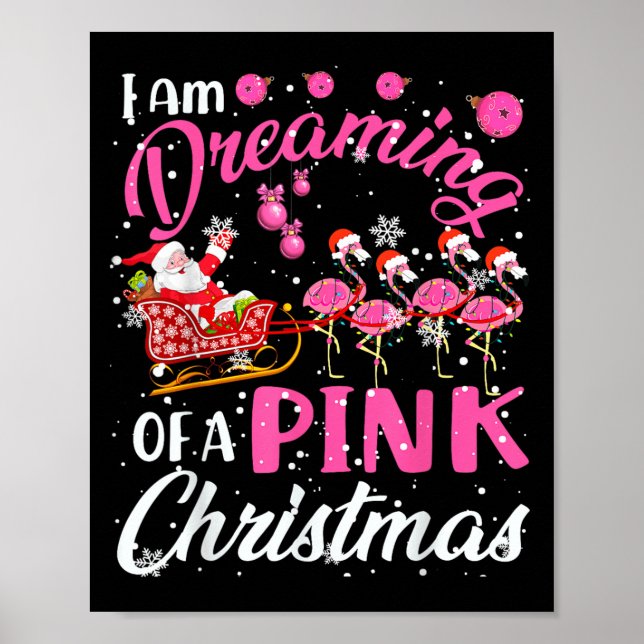 Poster I Am Dreaming Of A Xmas With Nk Santa Flamingos Sl (Frente)