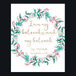 Poster I Am My Beloved's Bible Verse Wall Art<br><div class="desc">This beautiful Print can be used for wedding decoration or as a gift for your beloved :)

I Am My Beloved's And My Beloved Is Mine,  Song Of Solomon 2 16,  Bible Verse Print,  Wedding Decor,  Christian Gift Wedding Gift Mint Print decor Turquoise</div>