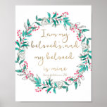 Poster I Am My Beloved's Bible Verse Wall Art<br><div class="desc">This beautiful Print can be used for wedding decoration or as a gift for your beloved :)

I Am My Beloved's And My Beloved Is Mine,  Song Of Solomon 2 16,  Bible Verse Print,  Wedding Decor,  Christian Gift Wedding Gift Mint Print decor Turquoise</div>