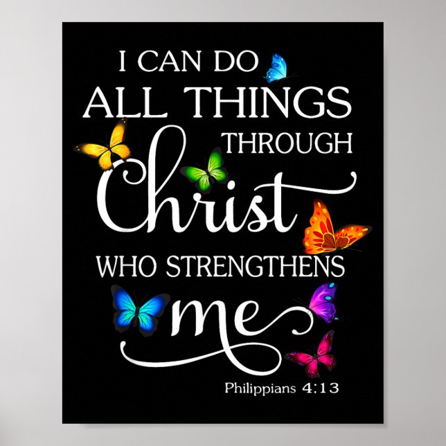 Poster I Can Do All Things Through Christ Butterfly Art - (Frente)