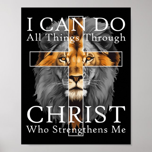 Poster I Can Do All Things Through Christ Christian Lion  (Frente)