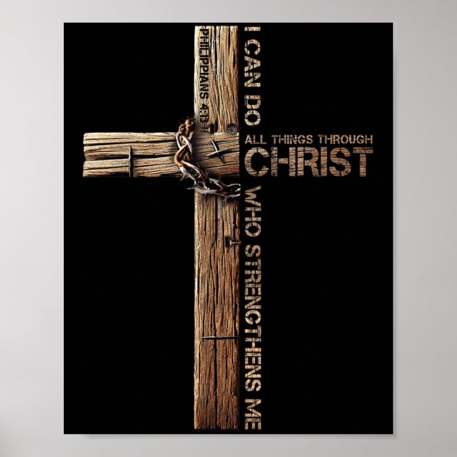 Poster I Can Do All Things Through Christ, Cross Jesus Ch (Frente)