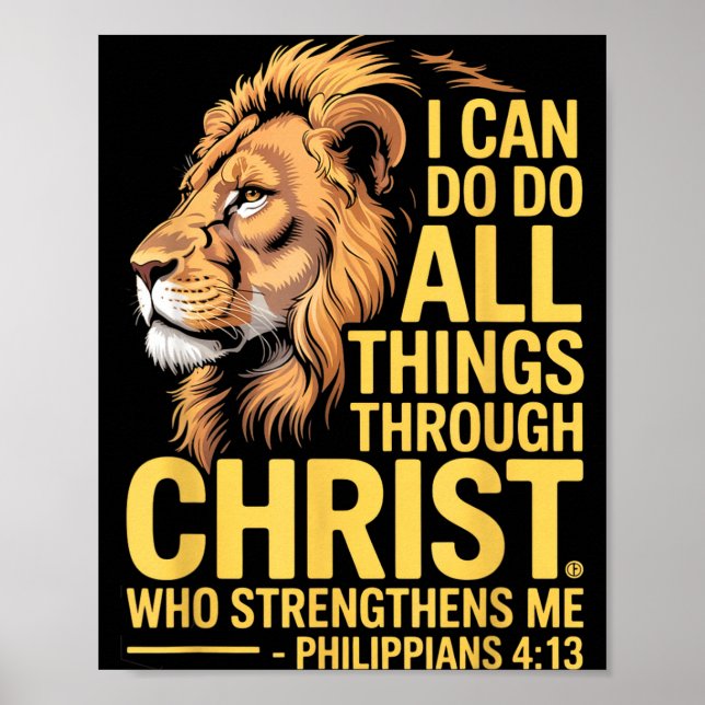 Poster I Can Do All Things Through Christ, Cross Lino Chr (Frente)