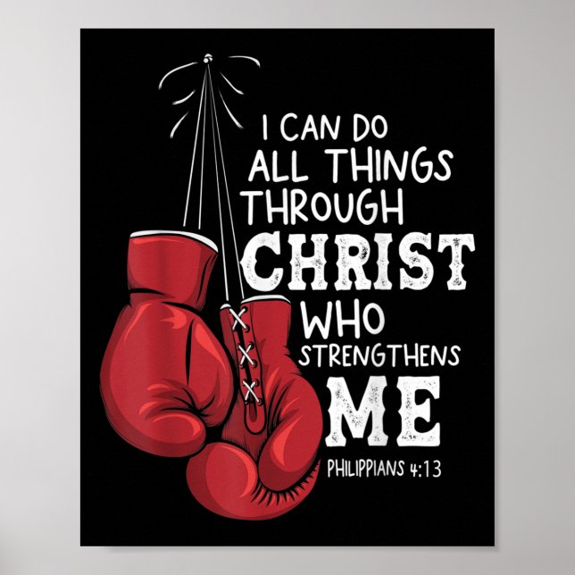 Poster I Can Do Things Christian Boxing Quote Philipans 4 (Frente)