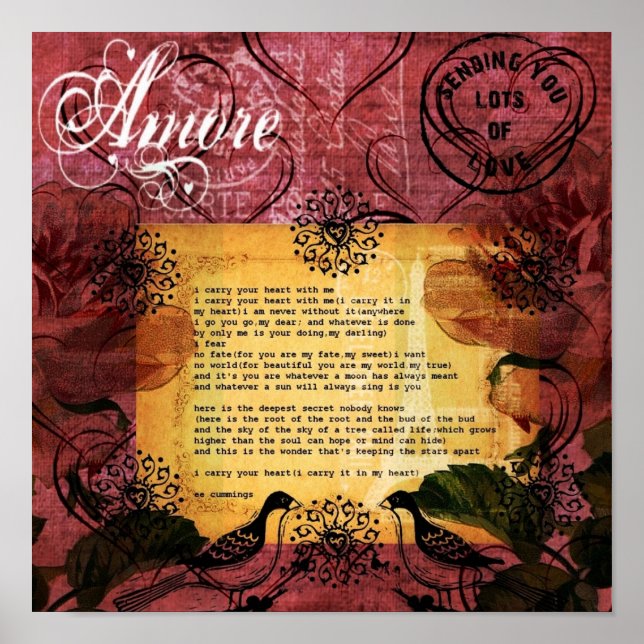 Pôster I Carry Your Heart Original Mixed Media Art Print (Frente)