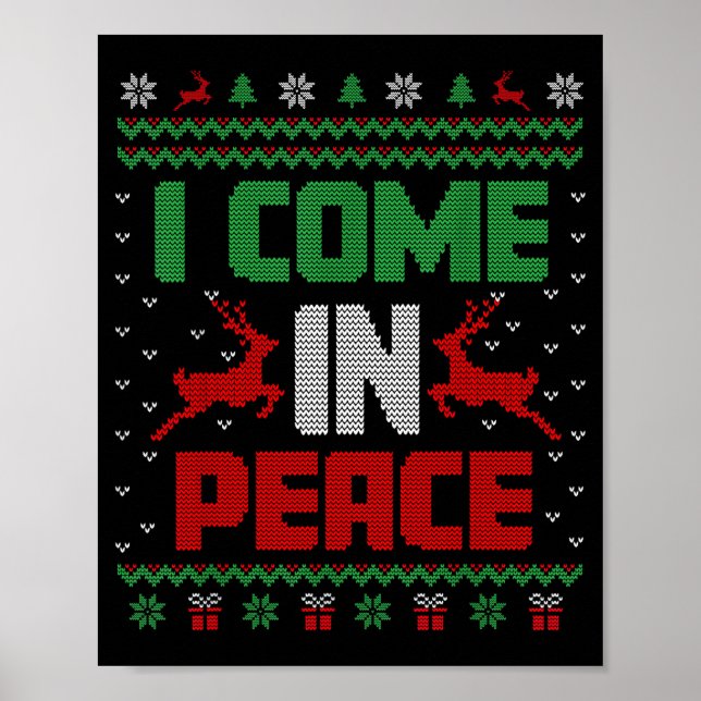 Poster I Come In Peace Couple Matching Ugly Christmas Swe (Frente)