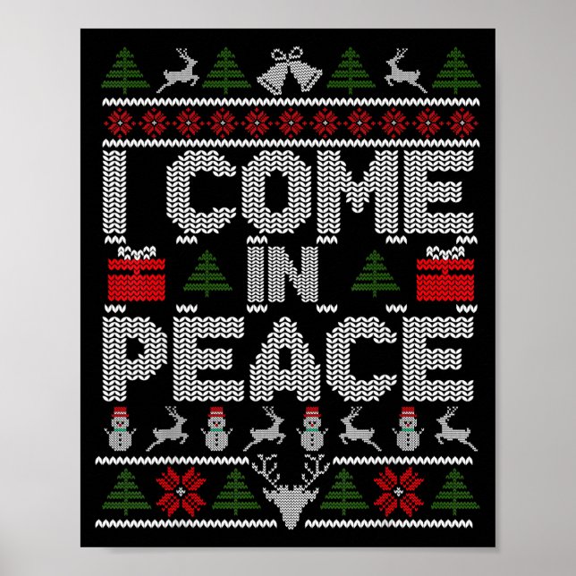 Poster I Come In Peace Couple Matching Ugly Christmas Swe (Frente)