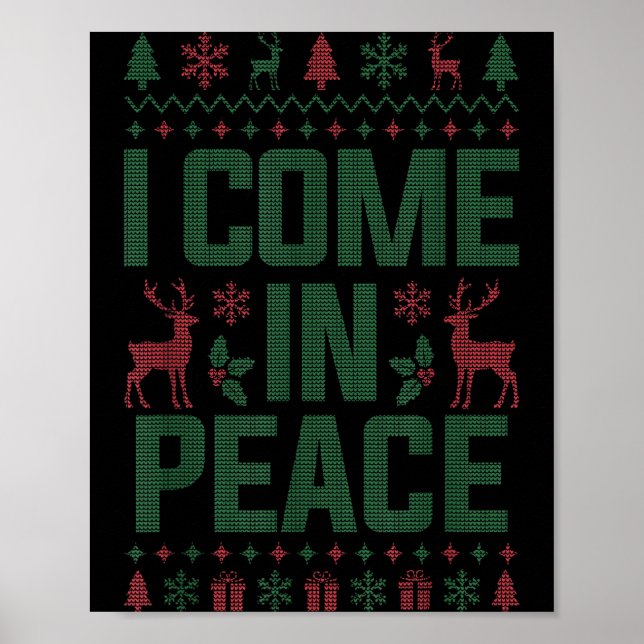 Poster I Come In Peace Couple Matching Ugly Christmas Swe (Frente)