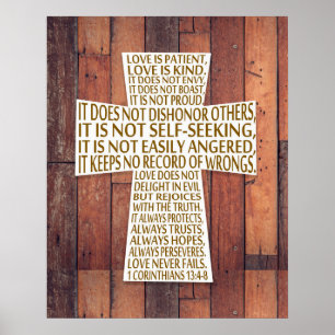 Poster I Coríntios 13:4-8 Versículo Bíblico O Amor é Paci