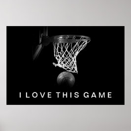 Poster I de basquete preto e branco adoro este jog