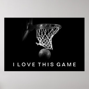 Poster I de basquete preto e branco adoro este jog