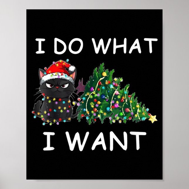 Poster I Do What I Want Funny Christmas Black Cat Xmas  (Frente)