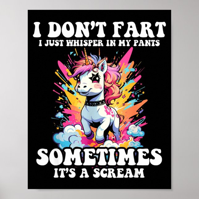 Poster I Don't Fart I Whisper In My Pants - Funny Unicorn (Frente)