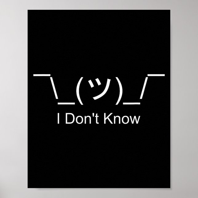Poster I Don't Know Shrug Humorous Ascii Emoticon  (Frente)