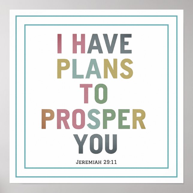 Poster I Have Plans To Prosper You Jeremiah 29 11 Verse (Frente)