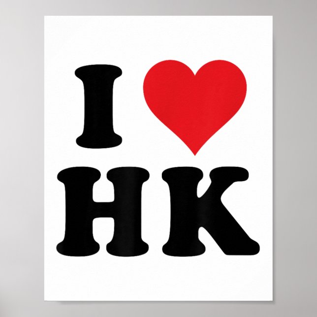 Poster I Heart Hk Inicials I Love H.k First and Last Nam (Frente)
