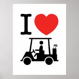 Poster I Heart (Love) Golf Cart