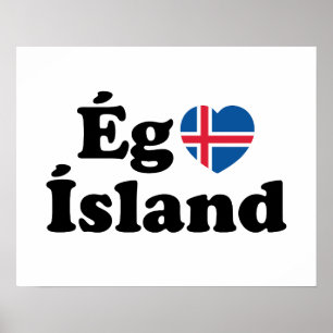 Poster I Heart (Love) Islândia [Ég Elska Ísland] Islandês