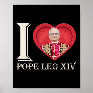 Poster I Heart Pope Leo Xiv Primeiro Papa Americano 267º 