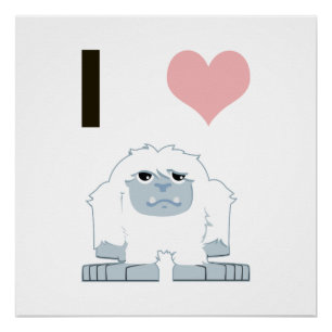 Pôster I Heart Yeti Cute Cartoon Snow Monster