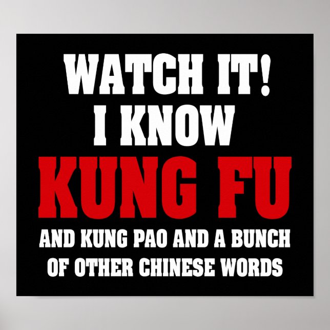 Poster I Know Kung Fu and Kung Pao - Funny Martial Arts (Frente)