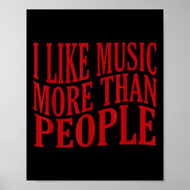 Poster I Like Music More Than People Art Simple Music Moo (Frente)