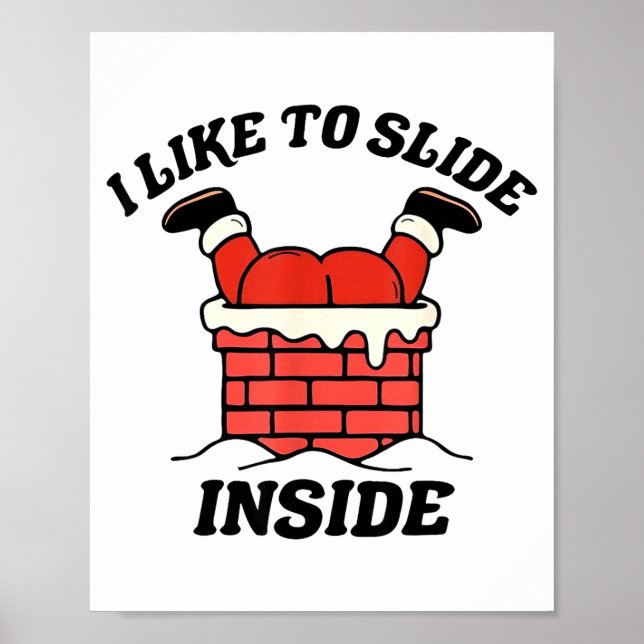 Poster I Like To Slide Inside Funny Santa Couple Matching (Frente)