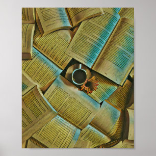 Poster I love coffee and books
