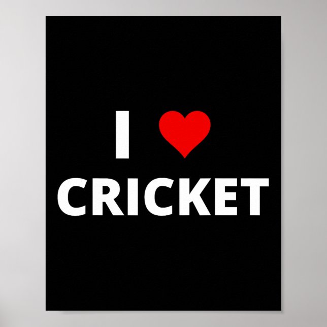 Poster I Love Cricket (with A Red Heart)  (Frente)