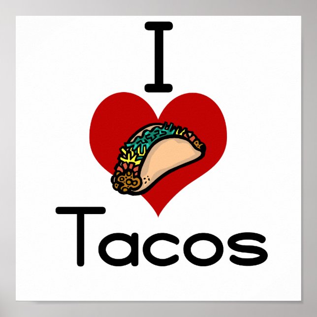 Poster I love (heart) tacos (Frente)