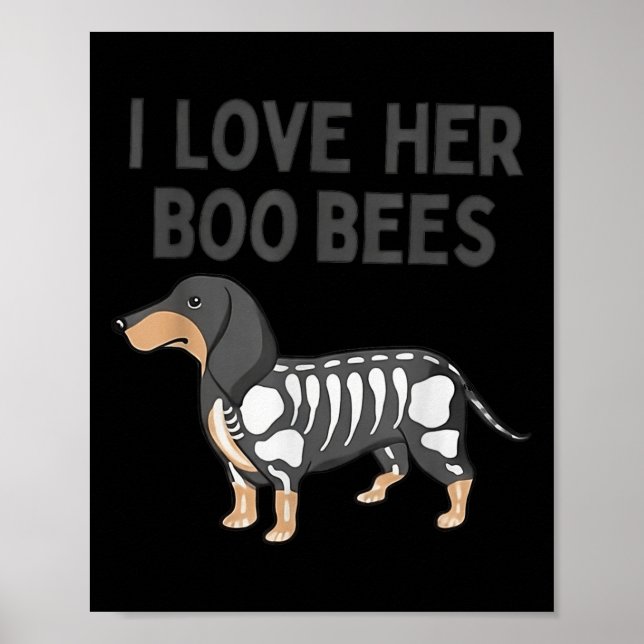 Poster I Love Her Boo Bees Funny Halloween Dachshund Ween (Frente)