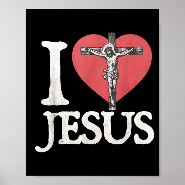 Poster I Love Jesus Retro Christian Religious For Men Wom (Frente)