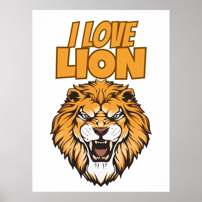 Poster I Love Lion – Animal Lover Design for Wildlife Fan (Frente)