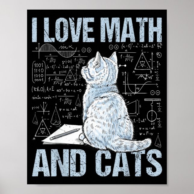 Poster I Love Math And Cats Science Teacher Student Funny (Frente)