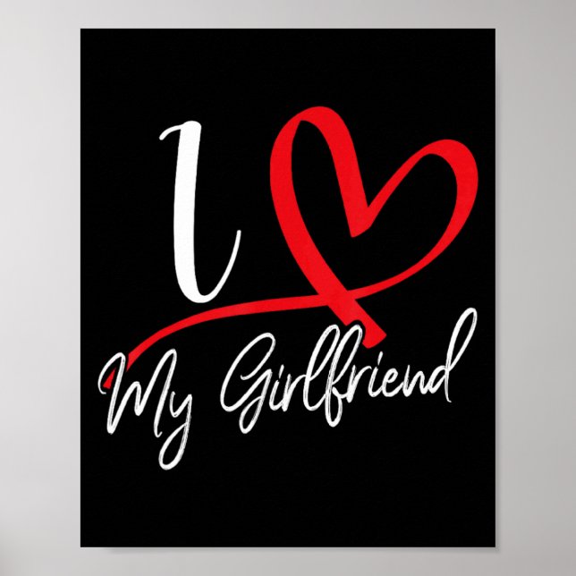 Poster I Love My Girlfriend Red Heart Couples Valentines  (Frente)