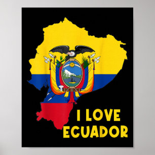 Poster I Love Quito Hello Equador Map Flag Orud Ecuadori