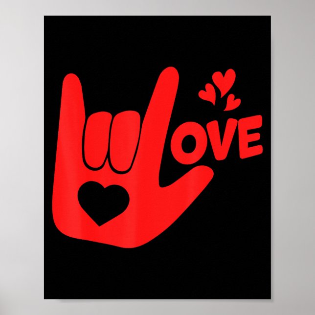 Poster I Love You Hand Sign Asl Valentine' Day Funny Wome (Frente)