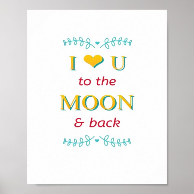 Poster I Love You To The Moon And Back Genuine Elegant St (Frente)