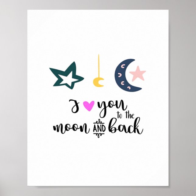 Poster I Love You To The Moon And Back Heartfelt Timeless (Frente)