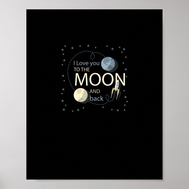 Poster I Love You To The Moon And Back Sincere Design  (Frente)