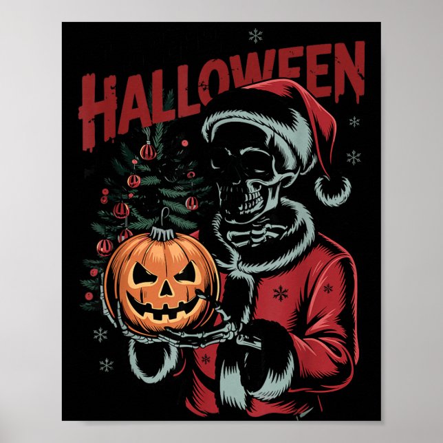 Poster I Prefer Halloween Christmas Creepy Cute Skeleton  (Frente)