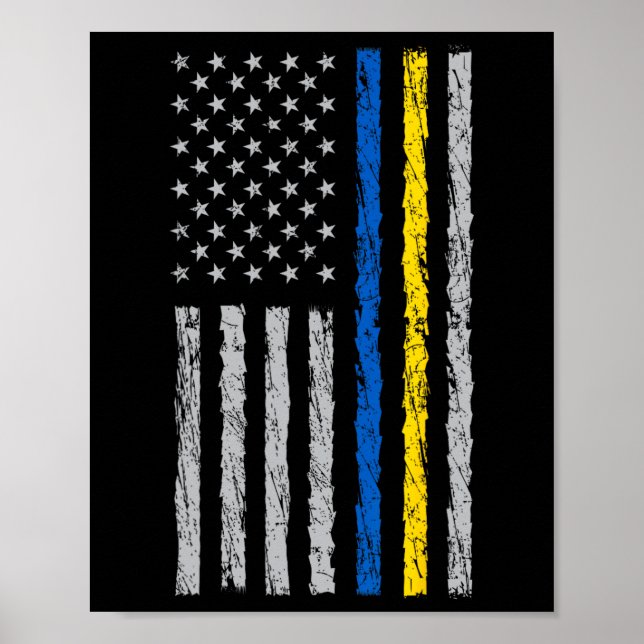Poster I Stand With Ukraine Flag Usa - Us Flag Support Uk (Frente)