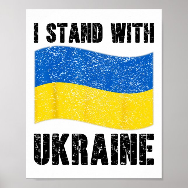 Poster I Stand With Ukraine Support Ukraine Ukrainian Fla (Frente)