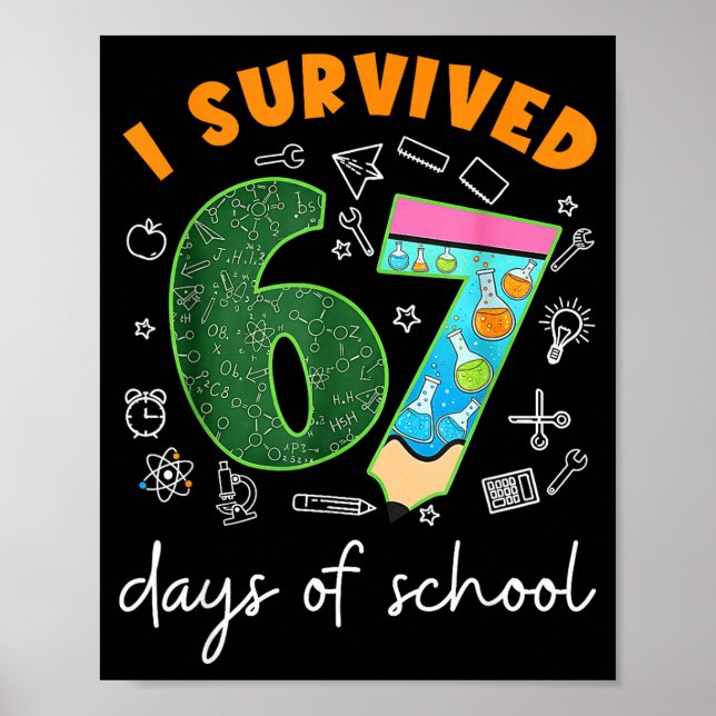 Poster I Survived 67 Days Of School 67 Meme Science Teach (Frente)