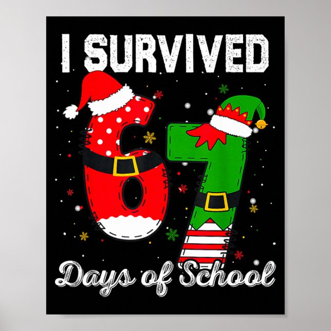 Poster I Survived 67 Days Of School Christmas Candy Cane  (Frente)
