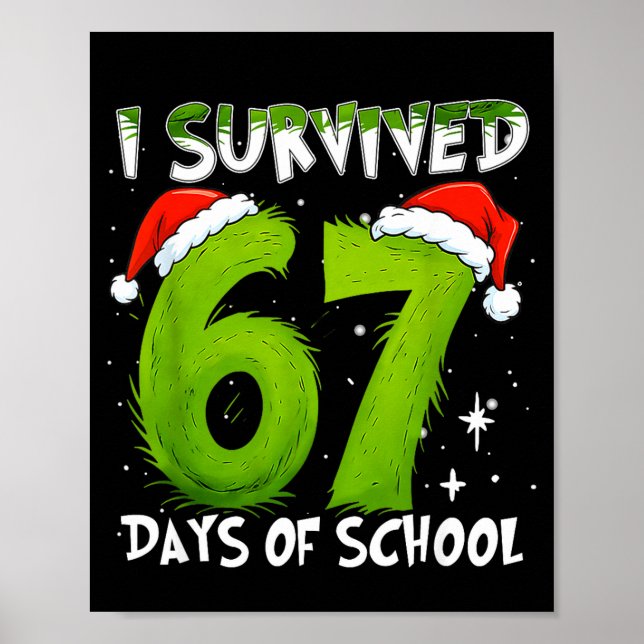 Poster I Survived 67 Days Of School Christmas Candy Cane  (Frente)