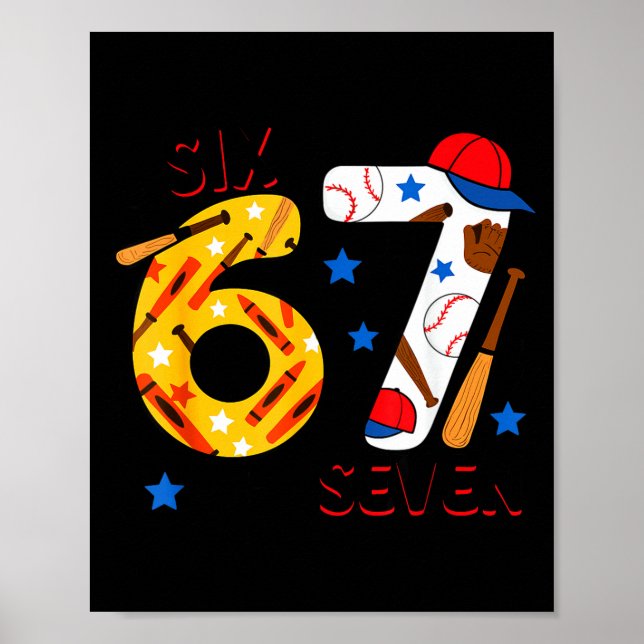 Poster I Survived 67 Days Of School Funny 6 7 Baseball Te (Frente)