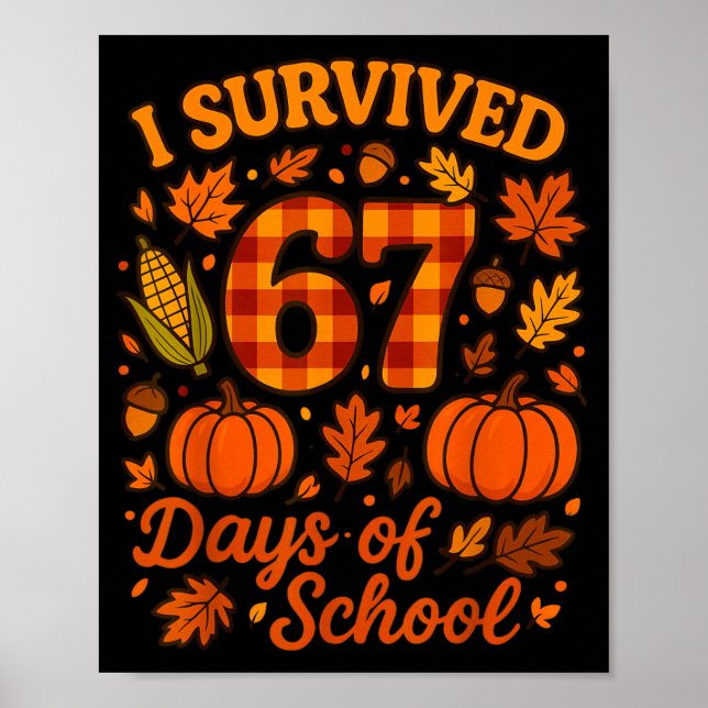 Poster I Survived 67 Days Of School Funny 6 7 Teachers Th (Frente)